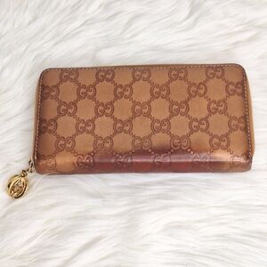 GUCCI GG Guccissima Leather Zip Around Bifold Long Wallet